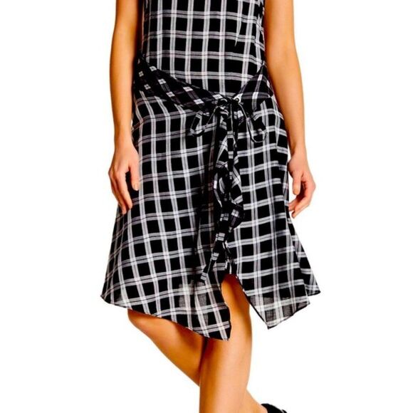 ✨ RAG & BONE ✨ Brighton Plaid Tank Wrap Skirt Dress - [XS, Black & White] - Picture 2 of 16